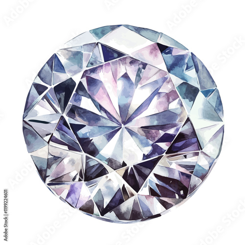 A watercolor vector painting of a Koh-i-Noor diamond design, showcasing its stunning choice for jewelry, isolated on a white background. Koh-i-Noor diamond design vector.

