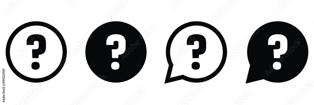 Question mark icon set vector illustration isolated on white background. Question mark icon set vector illustration isolated on white background.