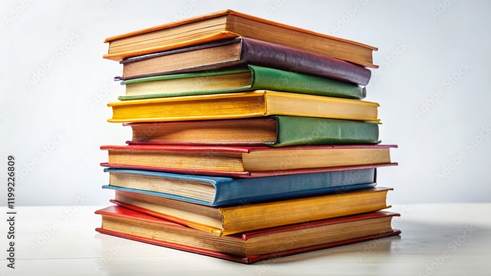 Stack of Books Isolated on White Background - Documentary Style Photography Stack of Books Isolated on White Background - Documentary Style Photography