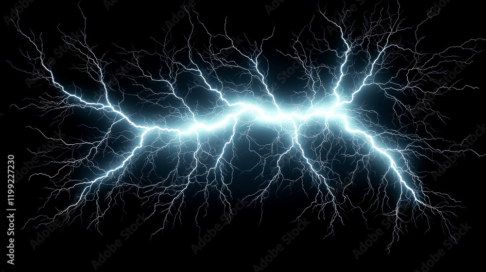 Electric Storm: A Stunning Visual of Nature's Raw Power. Intense Lightning Bolts Illuminate the Night Sky Electric Storm: A Stunning Visual of Nature's Raw Power. Intense Lightning Bolts Illuminate the Night Sky