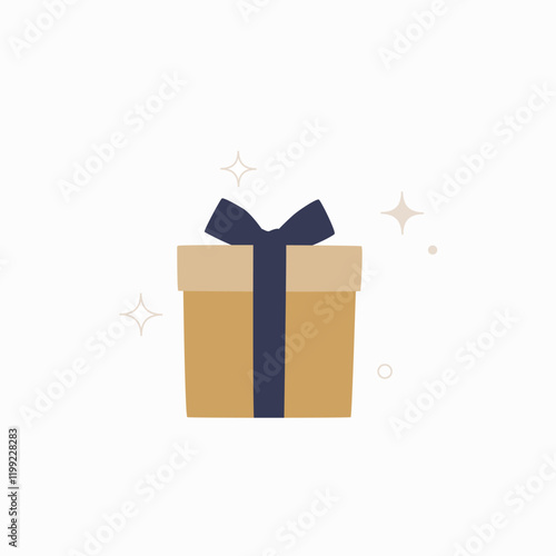 Gift box with ribbon in flat vector illustration symbolizing presents, celebrations, and gift giving, isolated on white background.