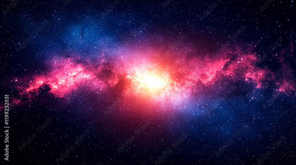 Fototapeta premium Cosmic Nebula: A vibrant swirl of colors in the vast universe. A breathtaking view of celestial wonders, stars, and cosmic dust.