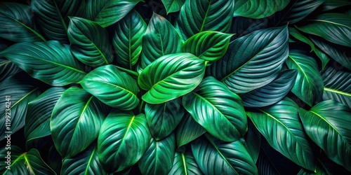 Wallpaper Mural Dark green leaves, vibrant texture, and depth define this lush tropical urban foliage. Torontodigital.ca