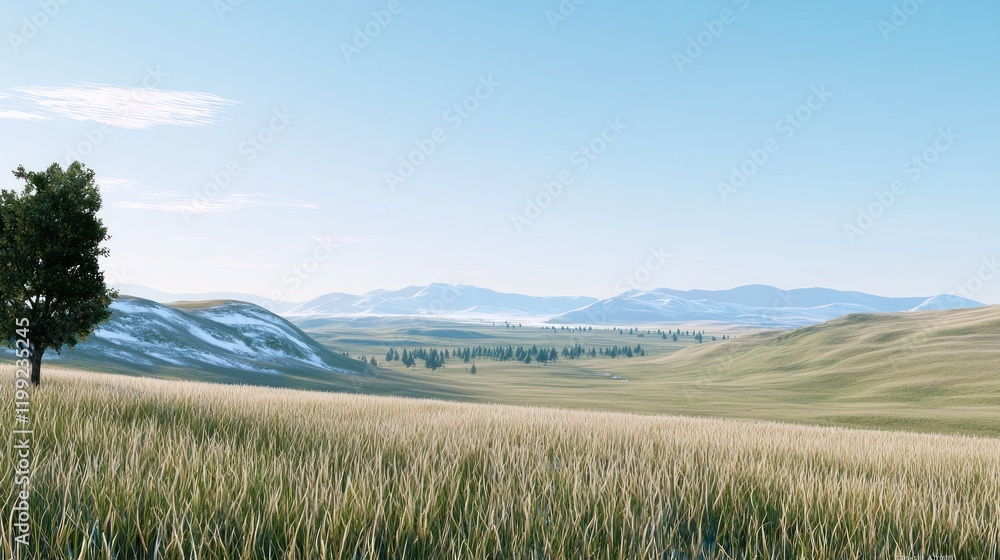 Fototapeta premium Serene Landscape with Solitary Tree