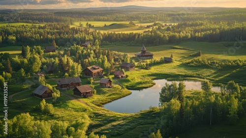 Wallpaper Mural Beautiful Idyllic Valley Small Quaint Village Anytown USA
 Torontodigital.ca