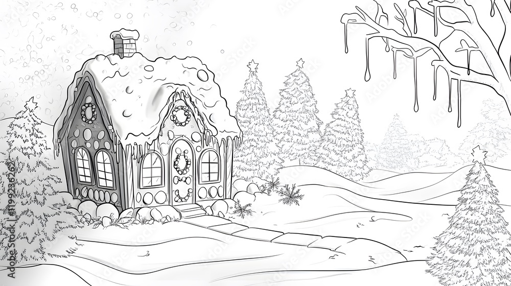 Obraz premium Gingerbread House with Candy Decorations