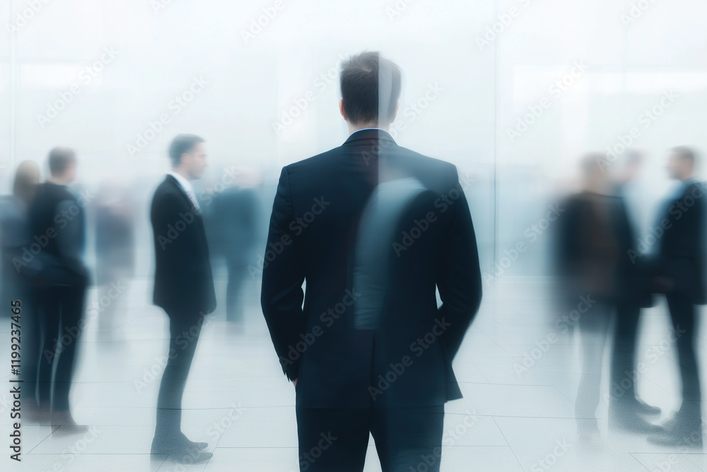 Fototapeta premium Business Solitude in Crowd - blurred background concept- motion 