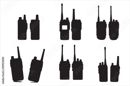 Walkie Talkie Vector Silhouette Set