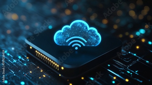 A router icon featuring personal cloud data storage photo