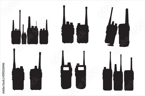 Walkie Talkie Vector Silhouette Set