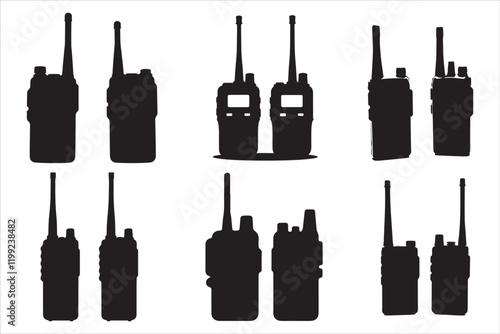 Walkie Talkie Vector Silhouette Set