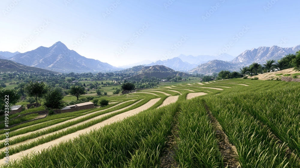 Fototapeta premium Serene Mountain Valley Landscape