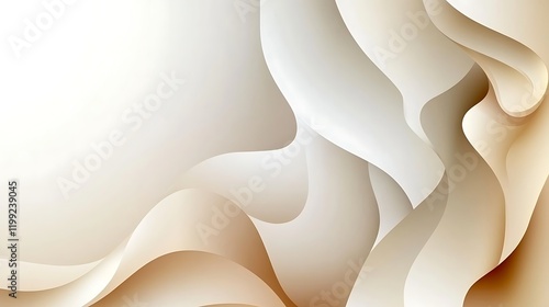 Abstract Beige and White Curving Layers Design