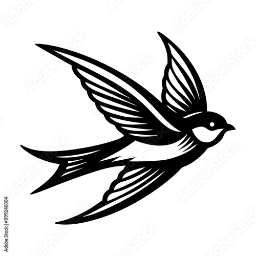 An icon of fluttering swallow in solid style