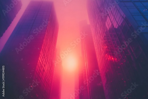 Abstract neon gradient background with glowing lights photo