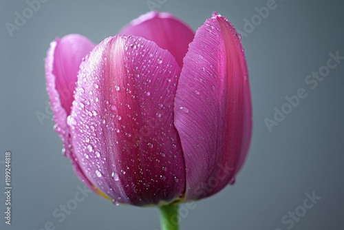 Close up of pink tulip with water droplets photo