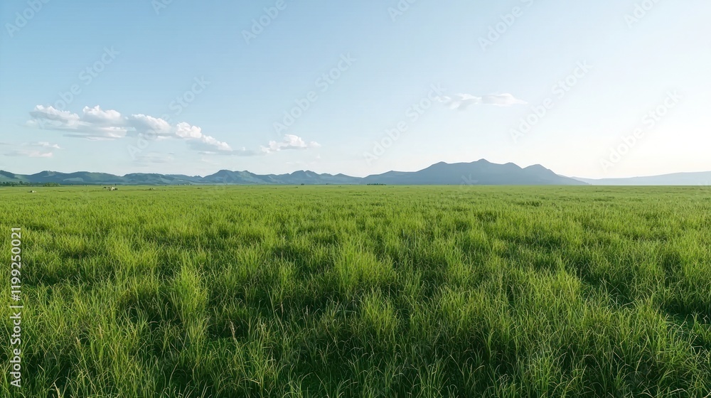 Vast Green Field under Sunny Sky Vast Green Field under Sunny Sky
