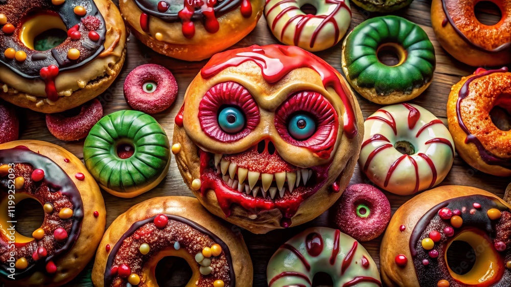 Spooky Donuts Halloween AI Art, Creepy Dessert, Halloween Treats, Ghoulish Donuts Spooky Donuts Halloween AI Art, Creepy Dessert, Halloween Treats, Ghoulish Donuts