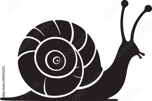 Snail logo black silhouette design vector art illustration