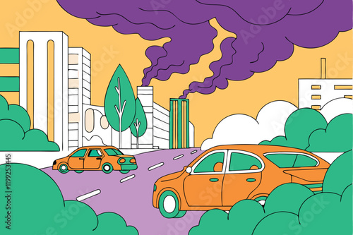 Air pollution dirty air and dirty environment vector illustration