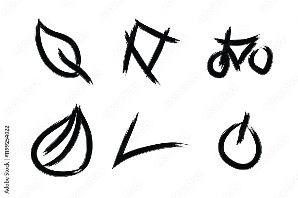 Obraz premium Grunge Brush Stroke Abstract Shape Collection 