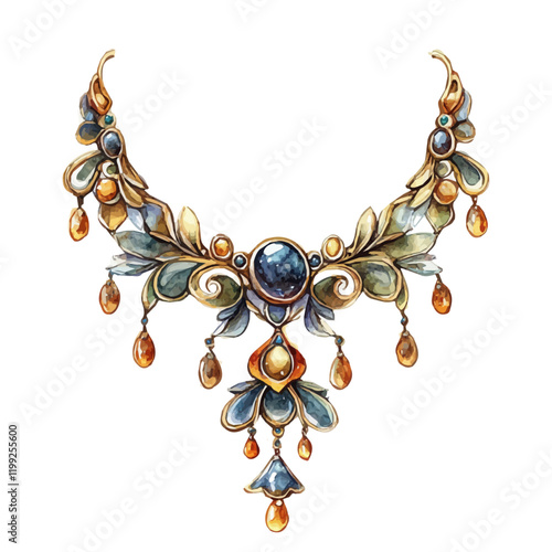 A watercolor vector painting of gold jewelry with an Italian unique design, capturing the essence of Italian craftsmanship.

