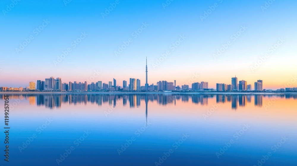 Naklejka premium City Skyline at Sunrise