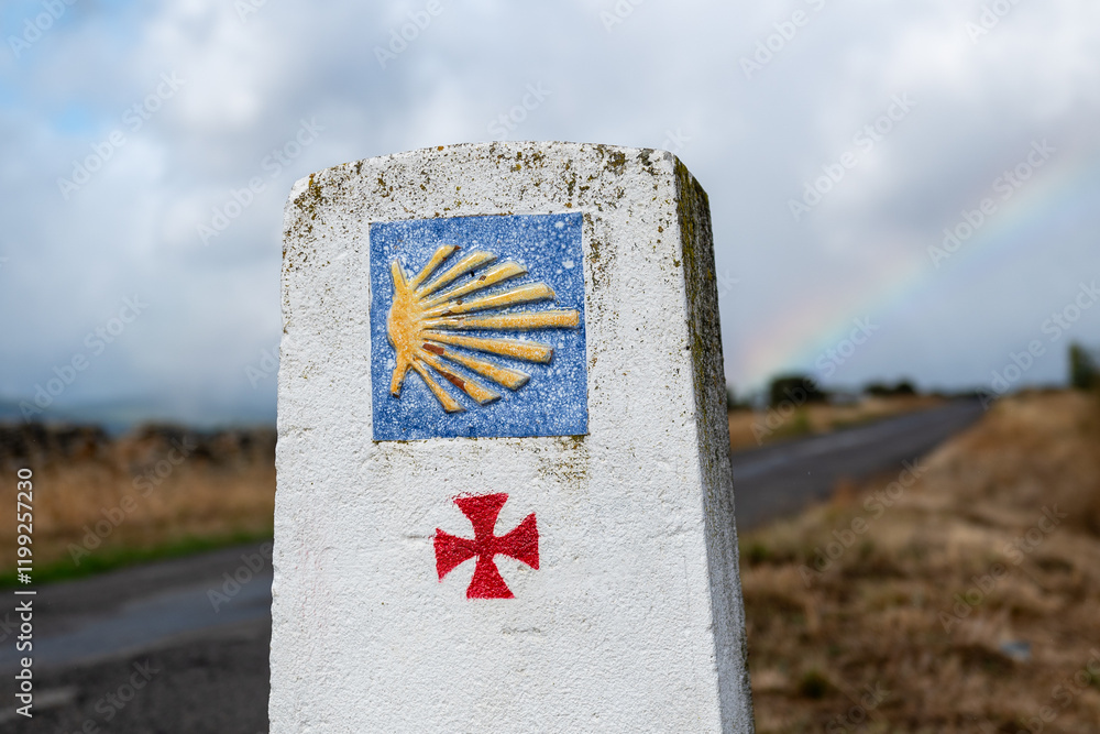 Sign of the Camino de Santiago in the Province of Leon on the Camino de Santiago