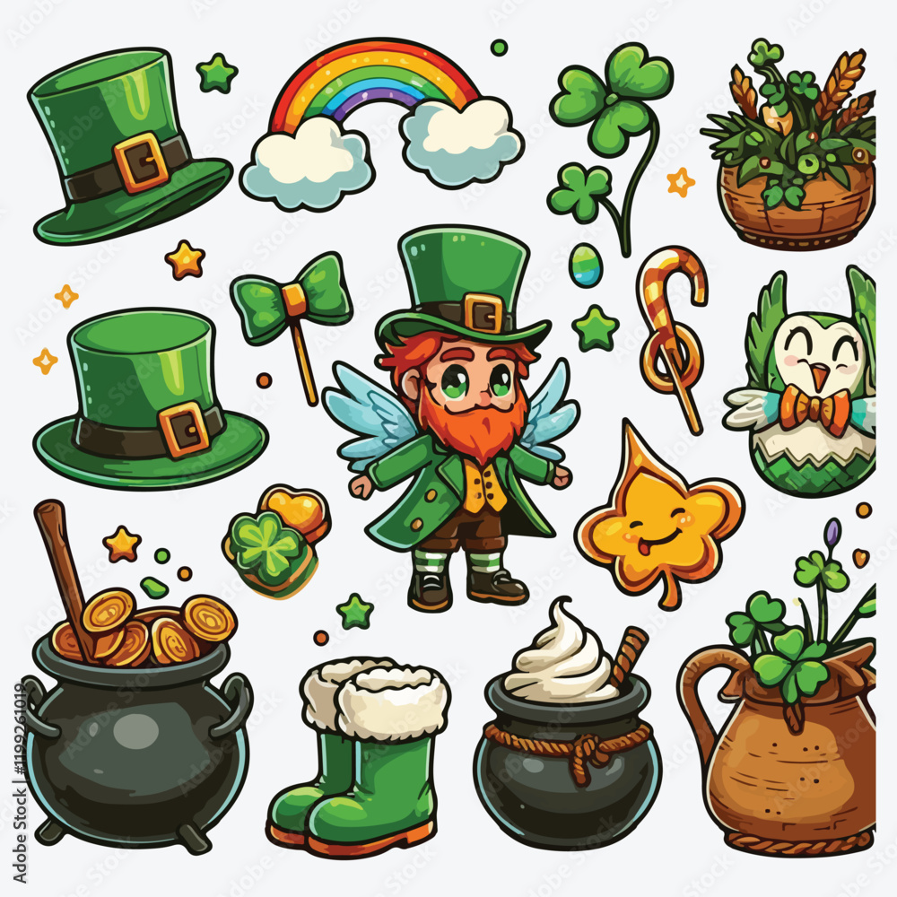 Saint Patricks Day cartoon set stock illustration Saint Patricks Day cartoon set stock illustration