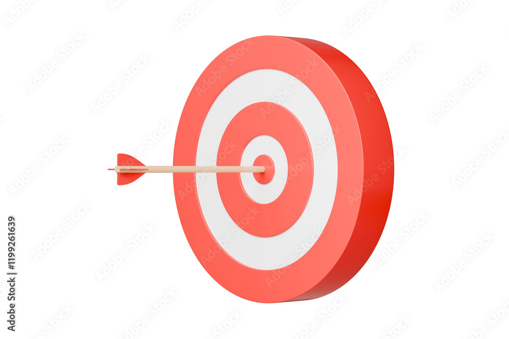 3d Red arrow aim to business target goal hit success center accuracy competition icon. Marketing winer roadmap achievement or strategy dartboard concept isolated on transparent background. 3d render. 3d Red arrow aim to business target goal hit success center accuracy competition icon. Marketing winer roadmap achievement or strategy dartboard concept isolated on transparent background. 3d render.