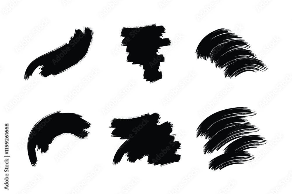 Obraz premium Abstract Grunge Brush Vector Stroke Set