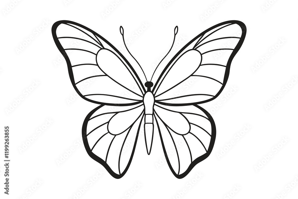 Obraz premium Butterfly Coloring Page Vector Illustration.