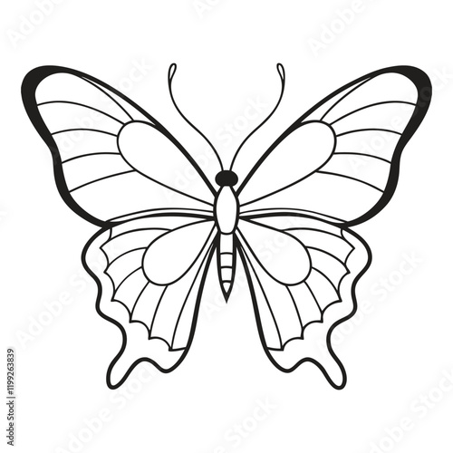 Butterfly Coloring Page Vector Illustration.