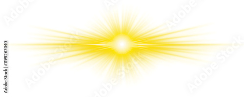 Yellow glow light effect isolated on transparent background. Lens flare light. Glowing spotlight. sunlight. Light PNG. light rays. Space overlays. Magic summer spring decoration design elements	