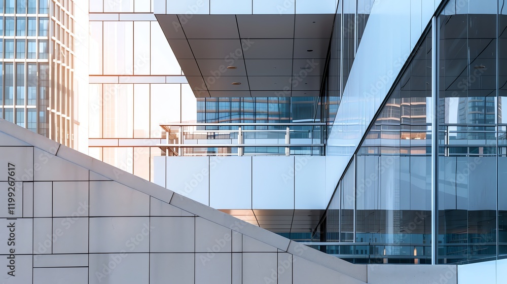 Fototapeta premium A modern building with glass and metal panels.