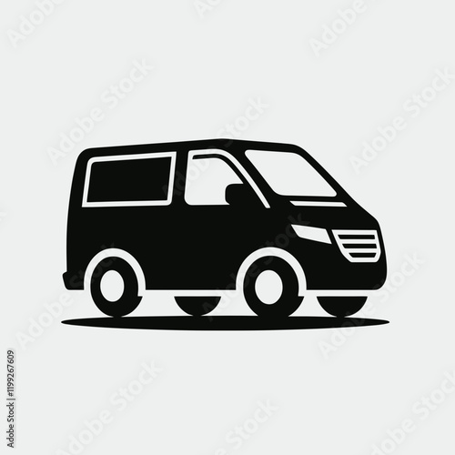  Minivan silhouette in black on a white background