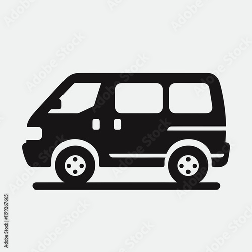  Minivan silhouette in black on a white background