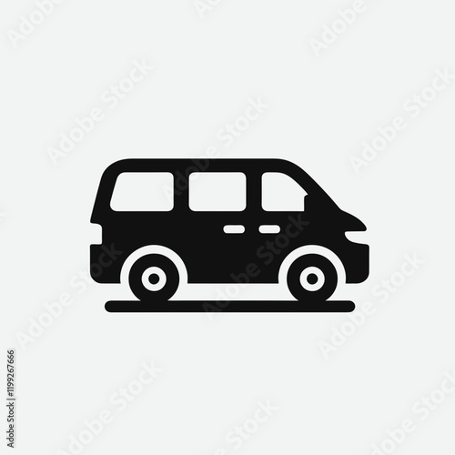  Minivan silhouette in black on a white background