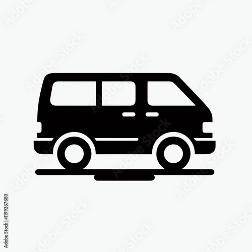  Minivan silhouette in black on a white background