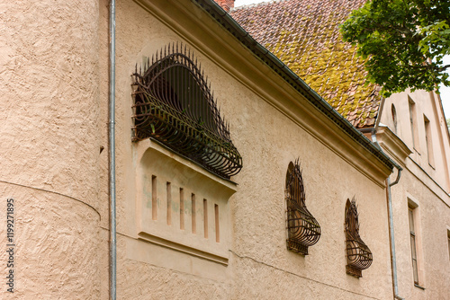 Close-up of different Gothic castle and church architecture elements and details