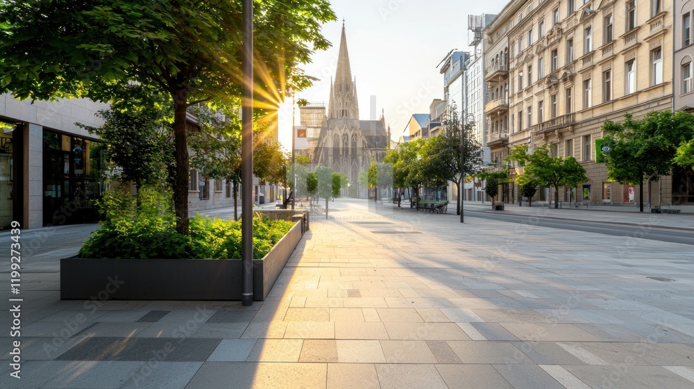 Fototapeta premium Sunrise City Street