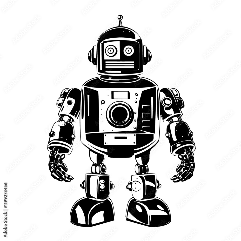Fototapeta premium Futuristic Robot – A Sleek and High-Tech Design Perfect for Sci-Fi Projects, Robotics, and AI Concepts. This Intricate Robot Character is Ideal for Video Games, Animation, and Digital Art