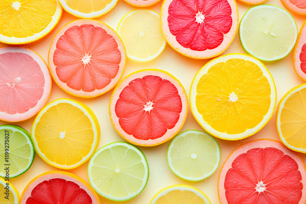 Citrus Fruits Background flat lay on yellow Background Citrus Fruits Background flat lay on yellow Background