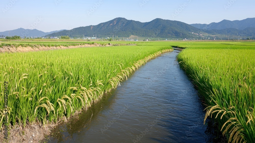 Obraz premium Tranquil Rice Paddy Landscape