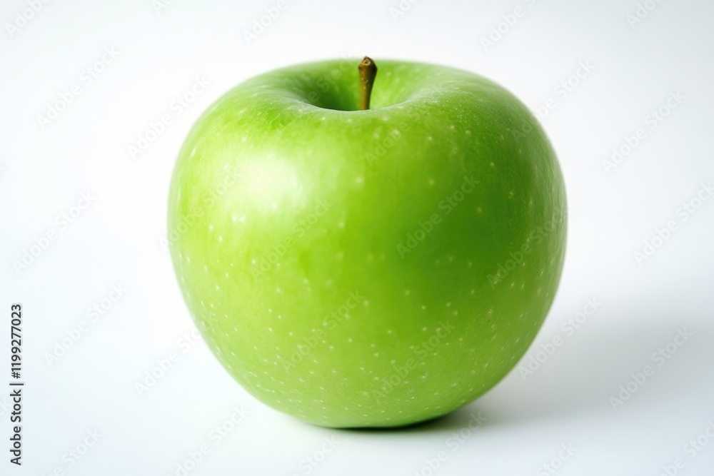 An organic green apple with a clear focus and bright texture details. Ideal for healthy snacking or food photography. An organic green apple with a clear focus and bright texture details. Ideal for healthy snacking or food photography.