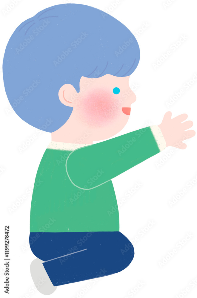 꼬마 아이 앉아있는 옆 모습 꼬마 아이 앉아있는 옆 모습