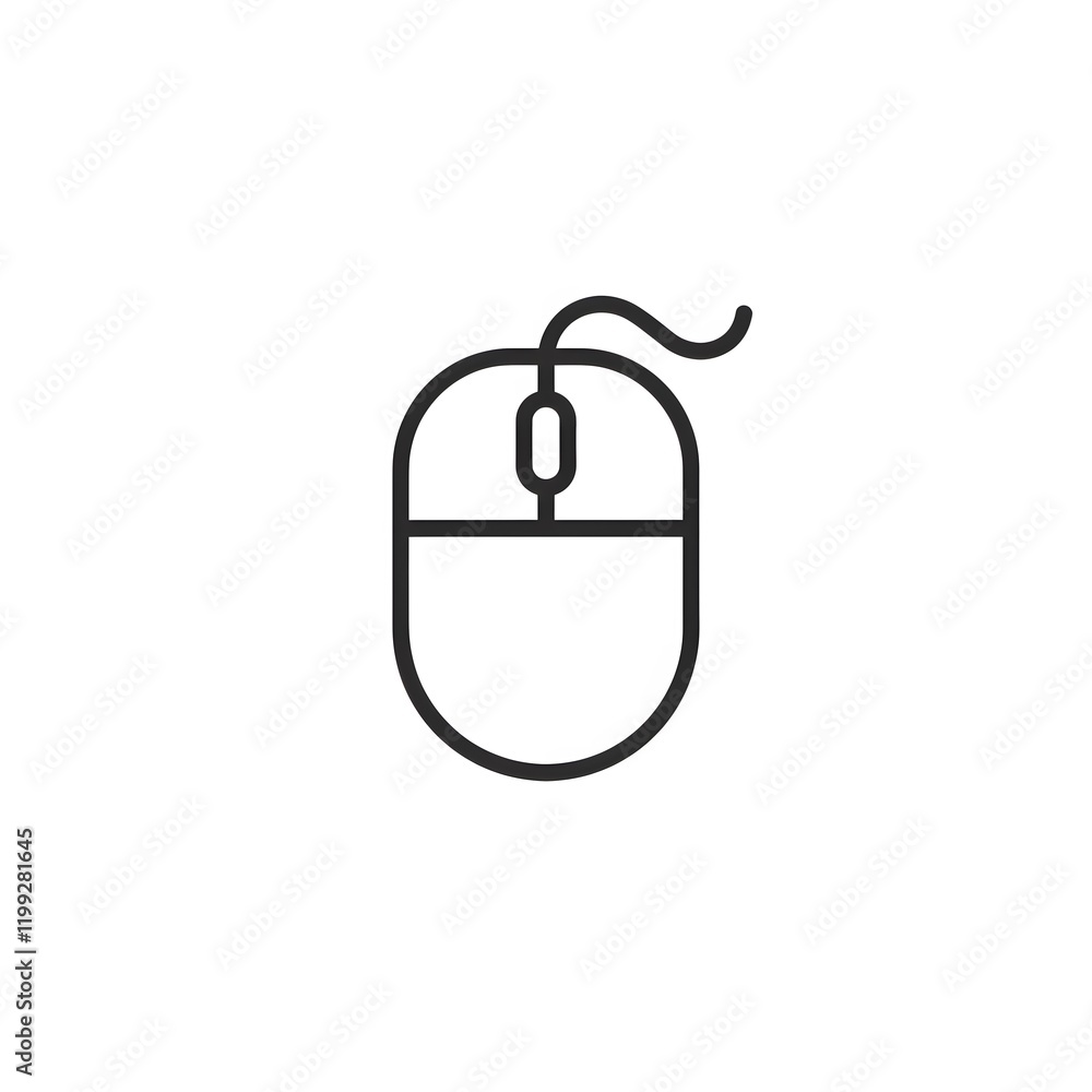 Minimalist Computer Mouse Icon with Outline Design Minimalist Computer Mouse Icon with Outline Design