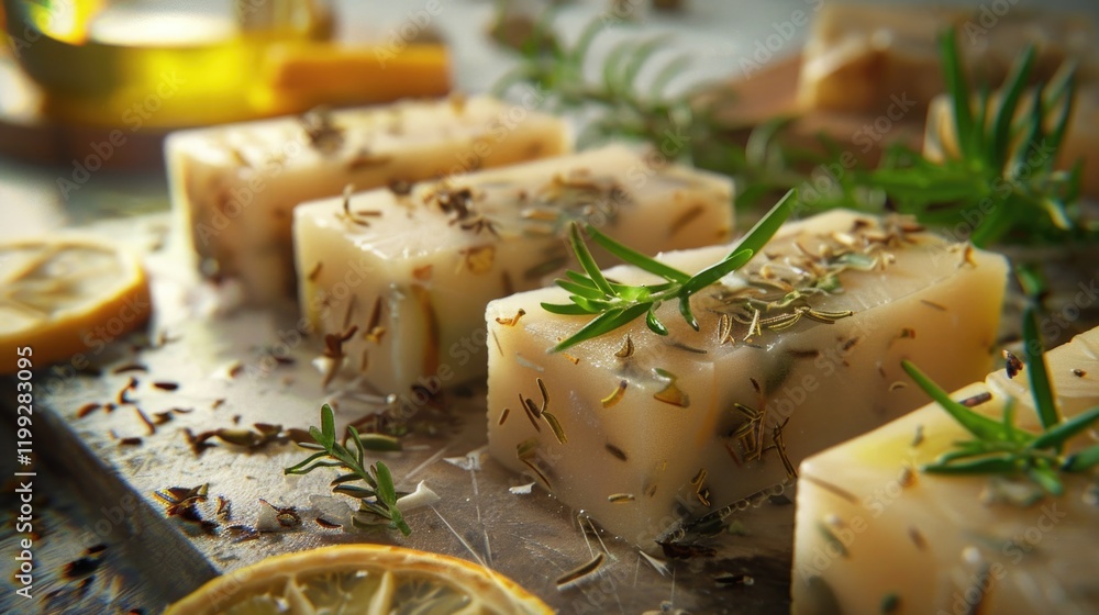 Handmade herbal soap with the refreshing aroma of lemon and the spicy scent of oregano, thyme, and rosemary. Perfect for natural skin care. Handmade herbal soap with the refreshing aroma of lemon and the spicy scent of oregano, thyme, and rosemary. Perfect for natural skin care.