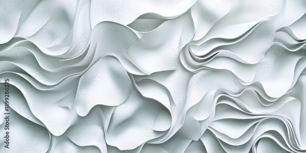 Sculptural wall decoration made from metallic foils, creating a swirling wave effect. Sculptural wall decoration made from metallic foils, creating a swirling wave effect.
