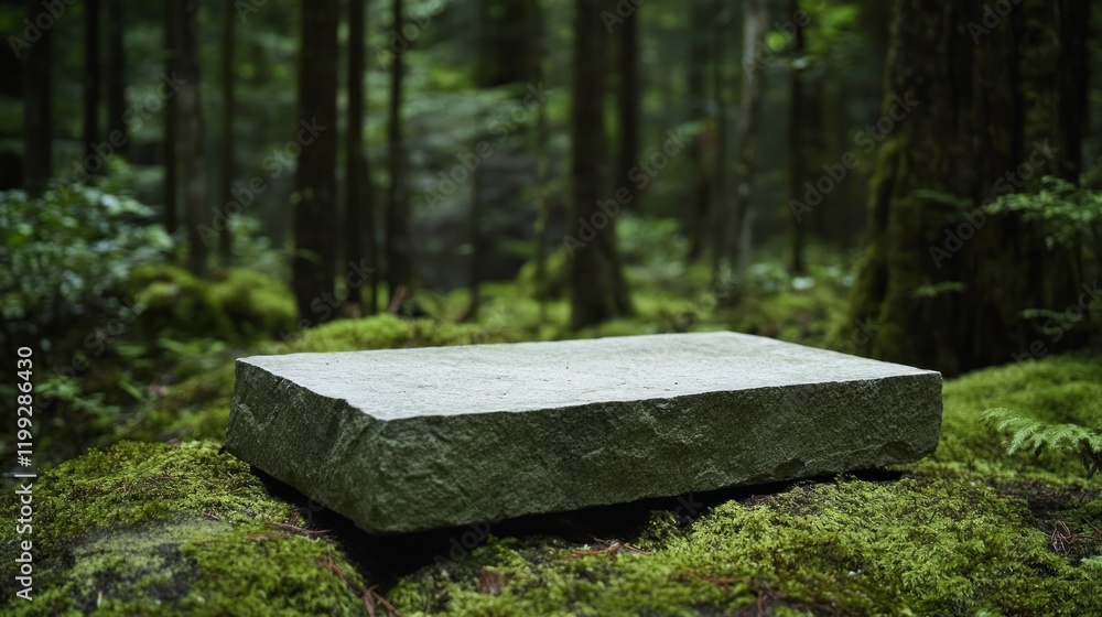 Serene Stone in Mossy Forest Serene Stone in Mossy Forest